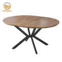 โต๊ะทานอาหารปรับขยายได้ ขาโต๊ะเคลือบ MDF Top Powder Coating DT-2356