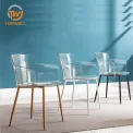 Plastic Chair Tranparent Seat Powder coating legs DC-6302PC