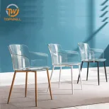 Plastic Chair Tranparent Seat Powder coating legs DC-6302PC