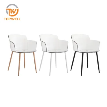 Plastic Chair Tranparent Seat Powder coating legs DC-6302PC