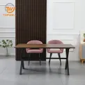 โต๊ะทานอาหาร MDF ขาไม้วีเนียร์พ่นสีฝุ่น DT-2444