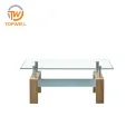 โต๊ะกลาง 8มม. กระจกนิรภัย MDF พร้อมสติ๊กเกอร์กระดาษ CT-301