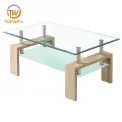 โต๊ะกลาง 8มม. กระจกนิรภัย MDF พร้อมสติ๊กเกอร์กระดาษ CT-301