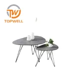 โต๊ะกลาง MDF ปิดผิววีเนียร์กระดาษ ขาเคลือบสีฝุ่น CT-316
