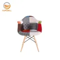 Plastic Chair Fabric Seat Beech wood leg DC-6082B-1