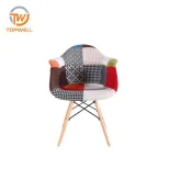 Plastic Chair Fabric Seat Beech wood leg DC-6082B-1
