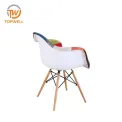 Plastic Chair Fabric Seat Beech wood leg DC-6082B-1