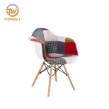 Plastic Chair Fabric Seat Beech wood leg DC-6082B-1