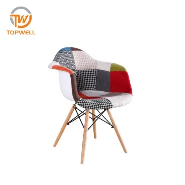 Plastic Chair Fabric Seat Beech wood leg DC-6082B-1