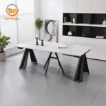 Esstisch Tischplatte aus Melamin und Beine aus pulverbeschichtetem Metall