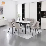 โต๊ะทานอาหารเซรามิก หน้าท็อปไม้ Mdf ขาไม้จริง DT-2499