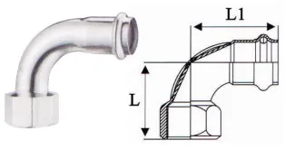 Stainless Steel 90° Female Elbow V Profile