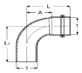 Stainless Steel 90° Elbow with Plain End V Profile