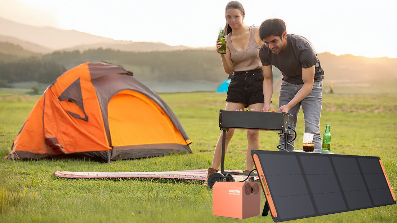 Grill Anywhere, Power Everywhere Solar Folding Panel + Portable Power Station