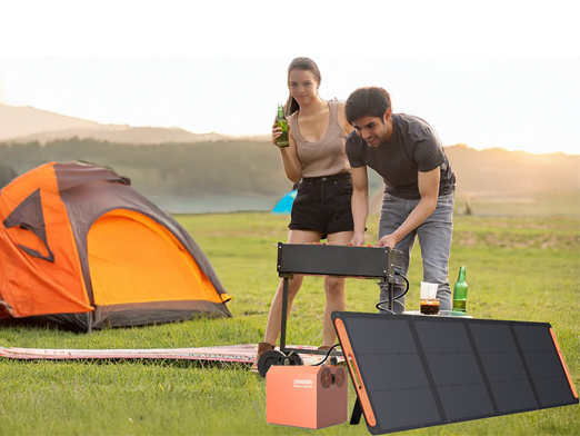 Grill Anywhere, Power Everywhere Solar Folding Panel + Portable Power Station