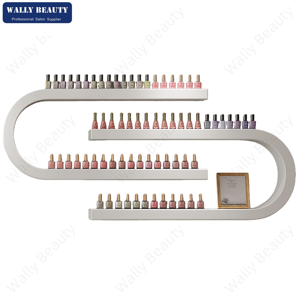White Wall-Mounted Nail Polish Rack Multi-Tier Nail Varnish Shelf for ...