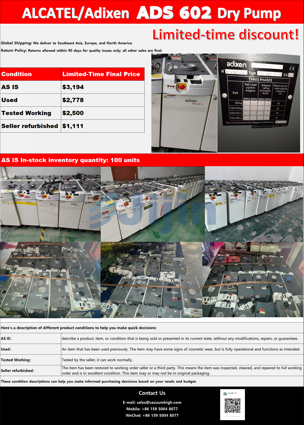 EDWARDS ADS 602 dry pump Limited-Time Offer! Year-End Sale!