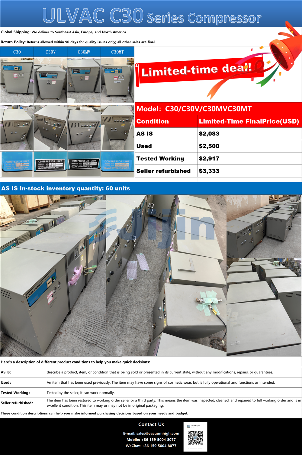 ULVAC C30 Series Compressor Promotional Offer!