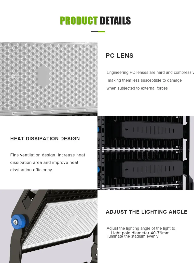 Hongzhun étanche IP66 entrepôt extérieur stade lumière aluminium 200w 300w 400w 500w 600w 1000w 1200w AC Led projecteur