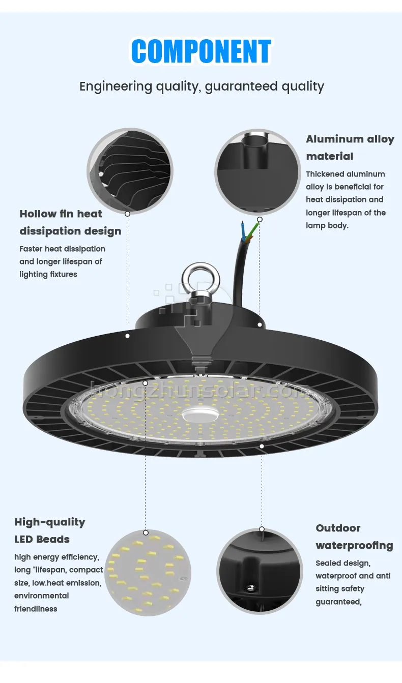 Aluminium d'ufo industriel commercial LED High Bay Light Aluminium étanche IP65 100W à 400W Atelier en usine Supermarché Alimentation réglable