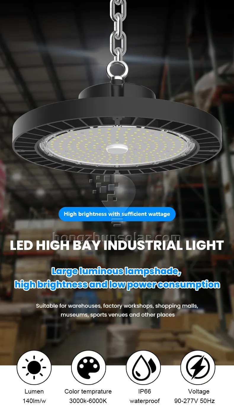 Aluminium d'ufo industriel commercial LED High Bay Light Aluminium étanche IP65 100W à 400W Atelier en usine Supermarché Alimentation réglable