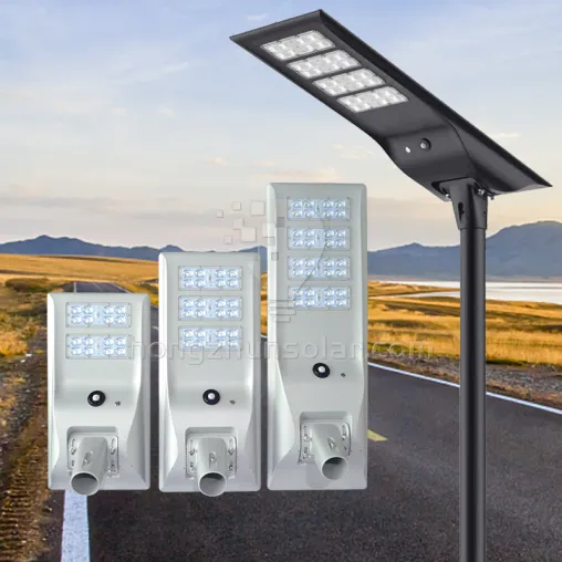 Aluminium à luminosité élevée 100W ~ 400W IP65 Énergie solaire extérieure intégrée imperméable tout en un feu de rue solaire LED