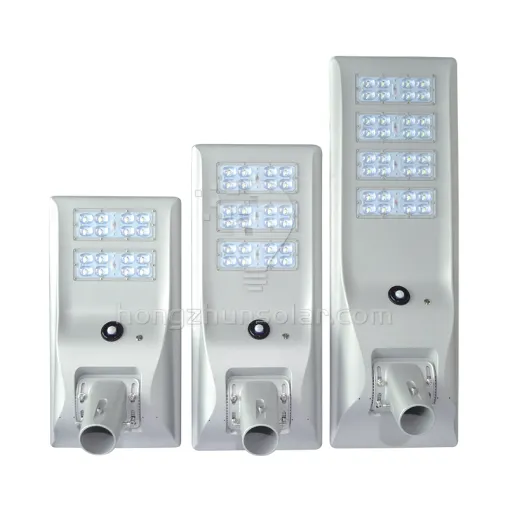 Aluminium à luminosité élevée 100W ~ 400W IP65 Énergie solaire extérieure intégrée imperméable tout en un feu de rue solaire LED