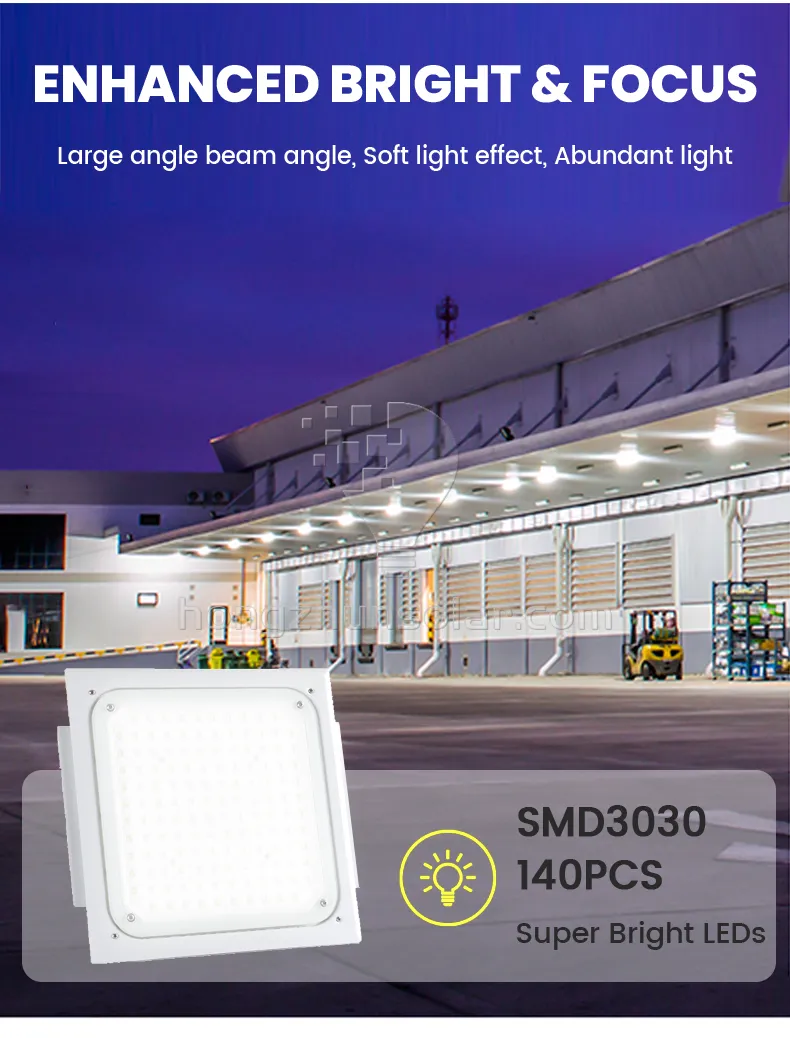 50W ~ 200 W Lumière à canopée à LED à haute efficacité pour la station-service