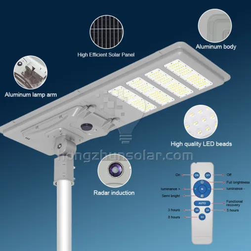 Affiche de route solaire extérieur avec caméra CCTV 50W ~ 250W Wayterproof IP65 All in One Integrated LED Solar Street Light