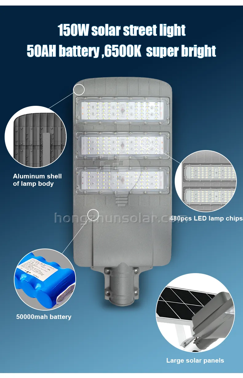 Économie d'énergie extérieure de rue solaire étanche à LED à LED LED IP65 Corps de lampe en aluminium 30W ~ 200W Power