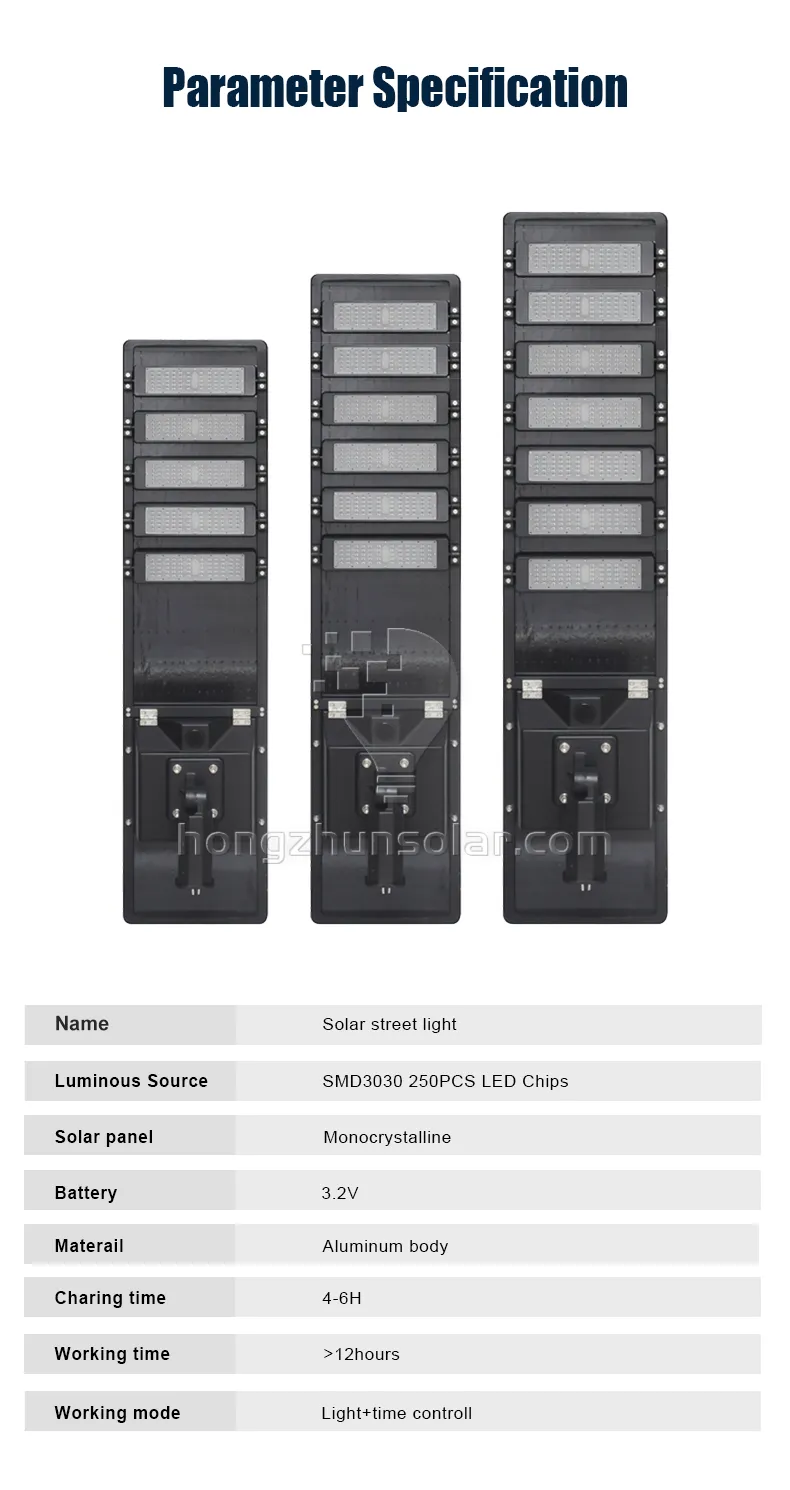 Aluminium Extérieur Solar Street Light 100W ~ 700W IP65 imperméable intégré tout dans un réverbère solaire LED
