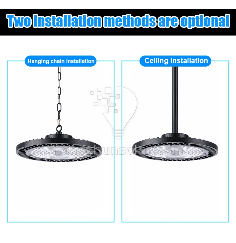 High Lumen High Bay Lampe Aluminium IP65 50W 100W 150W 200W 250W Atelier d'entrepôt de lampe industrielle UFO LED High Bay Light