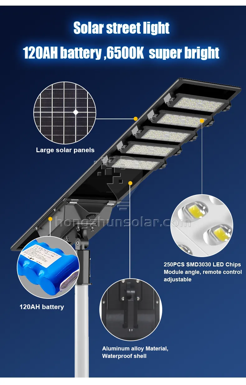 Aluminium Extérieur Solar Street Light 100W ~ 700W IP65 imperméable intégré tout dans un réverbère solaire LED