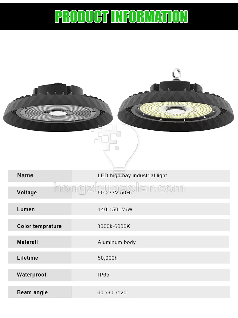 En aluminium extérieur IP65 imperméable UFO LED High Bay Light Industrial 50W 100W 150W 200W 250W 300W Garage Warehouse Plafond extérieur