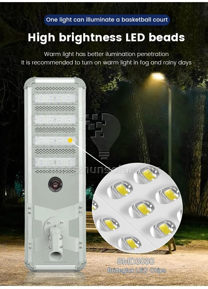 Lampe solaire extérieure IP65 Aluminium étanche Aluminium Road Light 200W ~ 1000W intégré tout dans un réverbère solaire à LED
