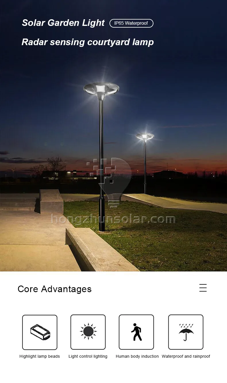 Lumière de lumière intelligente lampe de jardin solaire étanche IP65 50W ~ 300W