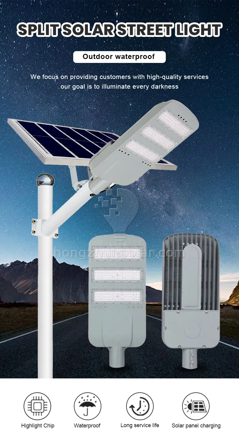 Lampe solaire 100W ~ 500W Street Street extérieur étanche IP65 Aluminium fendu SMD LED Solar Street
