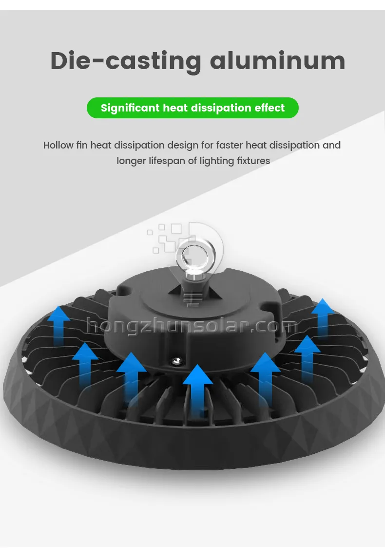 En aluminium extérieur IP65 imperméable UFO LED High Bay Light Industrial 50W 100W 150W 200W 250W 300W Garage Warehouse Plafond extérieur