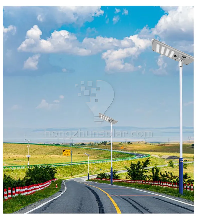 Lampe solaire extérieure IP65 Aluminium étanche Aluminium Road Light 200W ~ 1000W intégré tout dans un réverbère solaire à LED