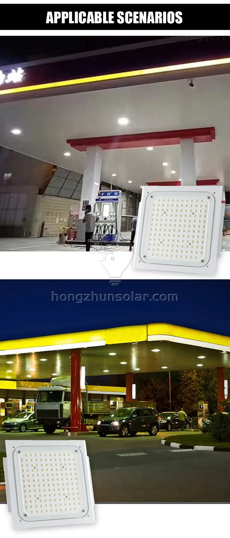 50W ~ 200 W Lumière à canopée à LED à haute efficacité pour la station-service