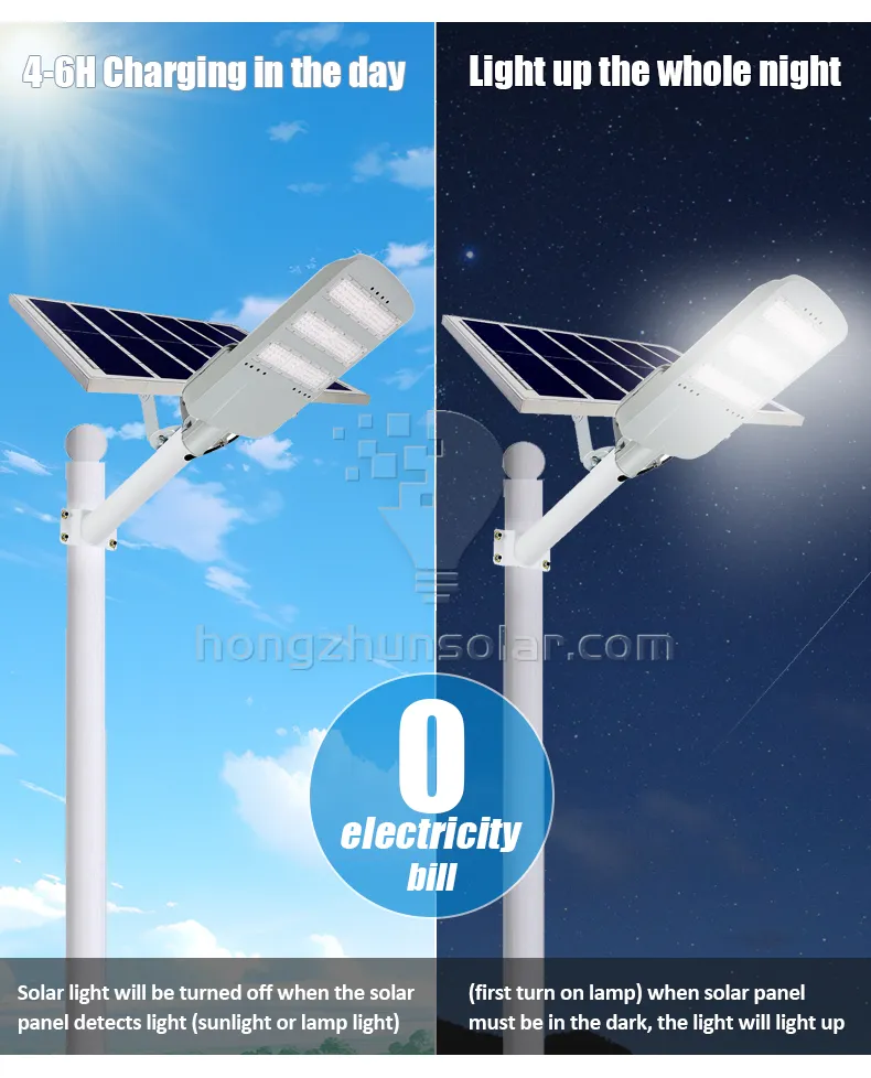 Lampe solaire 100W ~ 500W Street Street extérieur étanche IP65 Aluminium fendu SMD LED Solar Street
