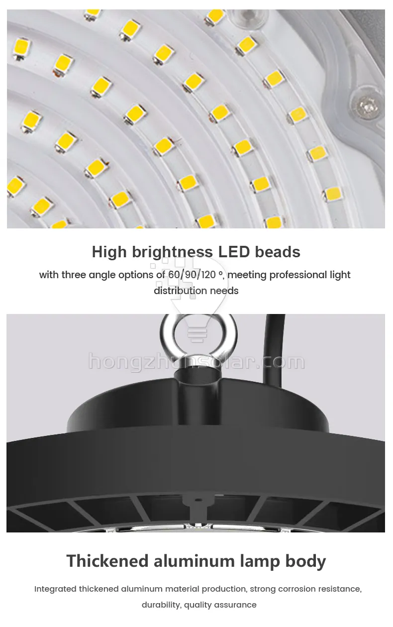 Aluminium d'ufo industriel commercial LED High Bay Light Aluminium étanche IP65 100W à 400W Atelier en usine Supermarché Alimentation réglable