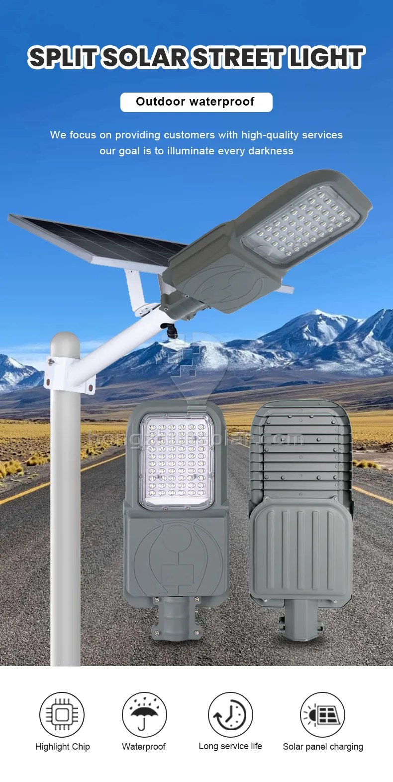 Hongzhun Outdoor Solar Street Light Road étanché