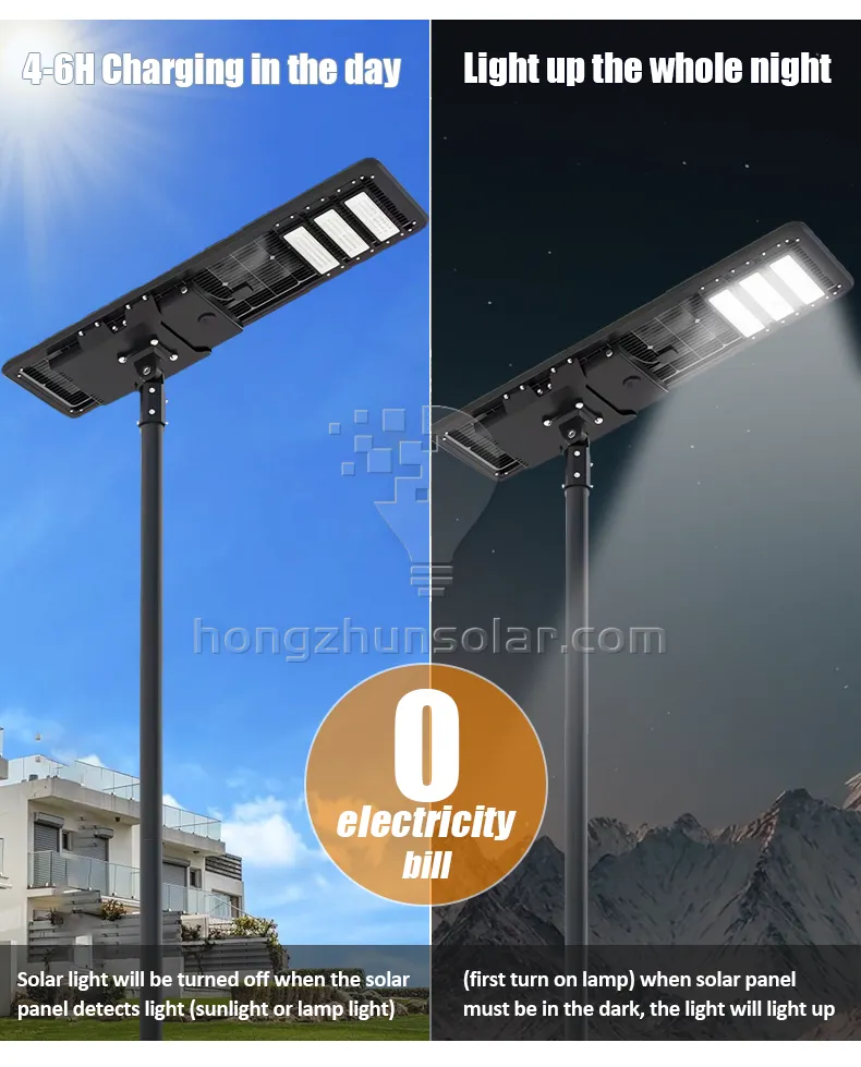 Aluminium à haute puissance IP65 étanche à LED intégré les lampes de rue solaires 50W ~ 500W Série d'éclairage de route extérieure