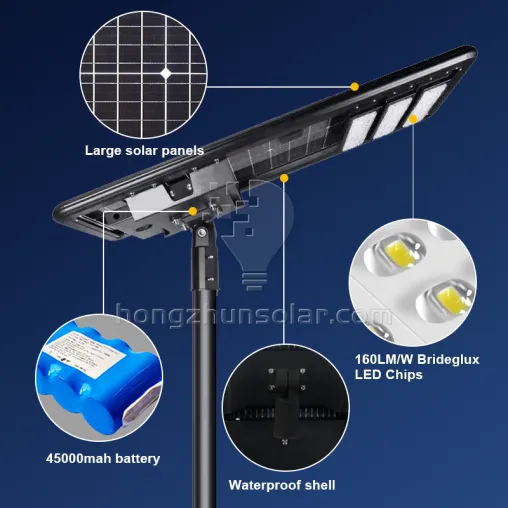 Aluminium à haute puissance IP65 étanche à LED intégré les lampes de rue solaires 50W ~ 500W Série d'éclairage de route extérieure