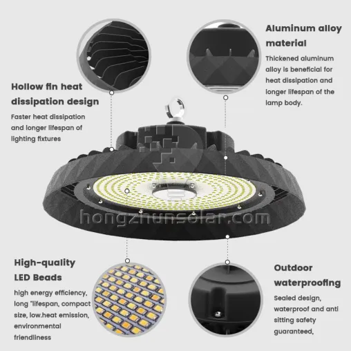 En aluminium extérieur IP65 imperméable UFO LED High Bay Light Industrial 50W 100W 150W 200W 250W 300W Garage Warehouse Plafond extérieur