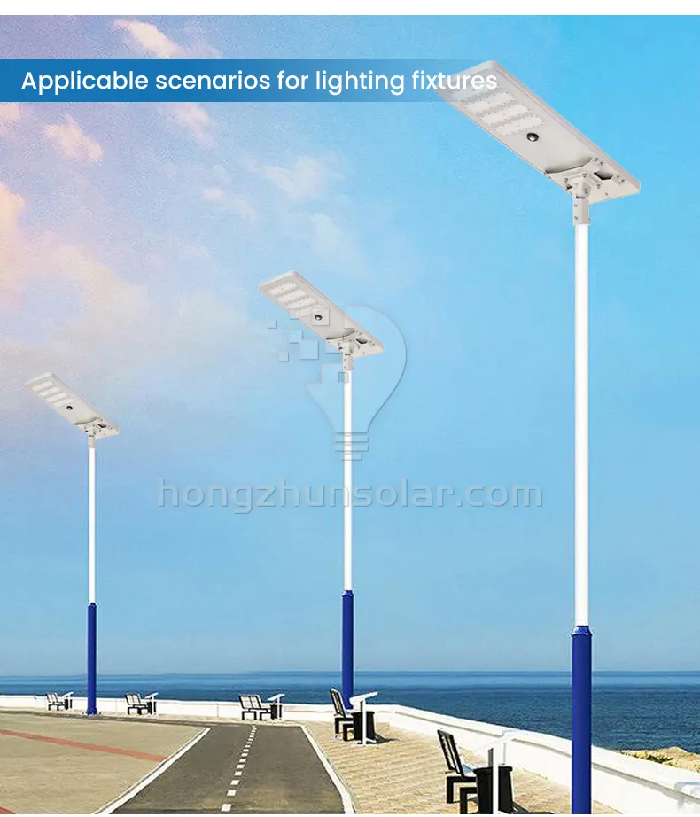 Solar Streetlight SMD IP65 Aluminium extérieur imperméable 100W ~ 250W tout dans un réverbère solaire à LED intégré