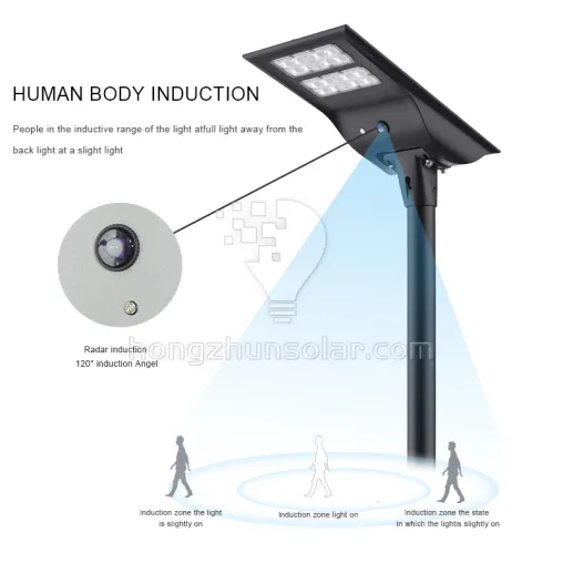 Aluminium à luminosité élevée 100W ~ 400W IP65 Énergie solaire extérieure intégrée imperméable tout en un feu de rue solaire LED
