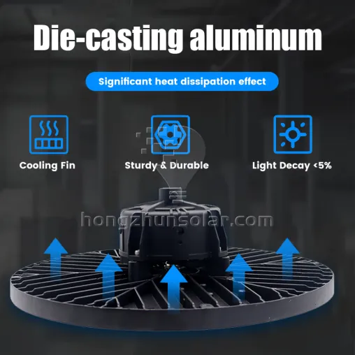 High Lumen High Bay Lampe Aluminium IP65 50W 100W 150W 200W 250W Atelier d'entrepôt de lampe industrielle UFO LED High Bay Light