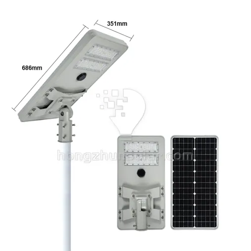 Solar Streetlight SMD IP65 Aluminium extérieur imperméable 100W ~ 250W tout dans un réverbère solaire à LED intégré